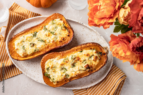 Photos Baked Butternut Squash Pumpkin Stuffed with Spinach and Ricotta Cheese