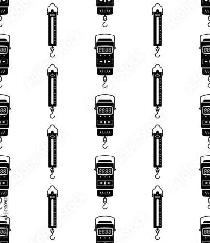 Portable Weighing Scale Icon Seamless Pattern, Weight Measuring Hanging Balance