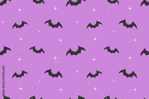 Halloween Bat with Blink Seamless Pattern Purple Design