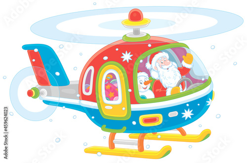 Santa Claus with a toy snow...