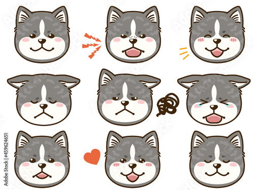 秋田犬（虎毛）の表情顔アイコン