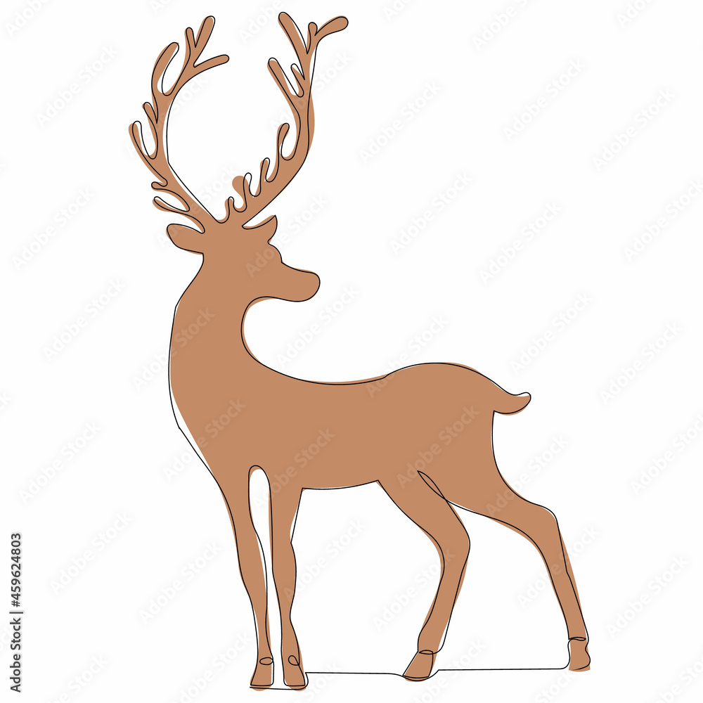 One Line Drawing Deer Sketch Stock Vector Adobe Stock