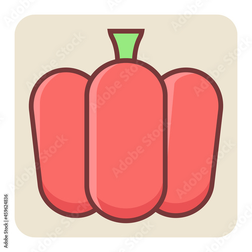 Filled color outline icon for red capsicum.