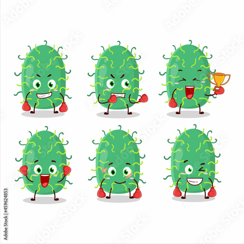 A sporty zygote virus boxing athlete cartoon mascot design