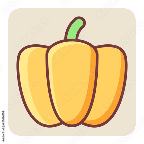 Filled color outline icon for yellow capsicum.