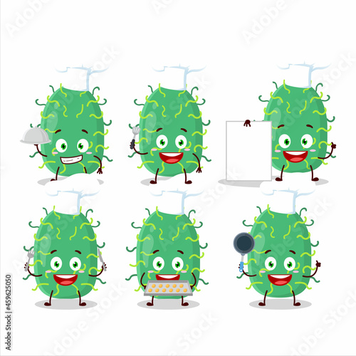 Cartoon character of zygote virus with various chef emoticons