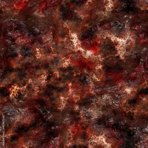Crispy charred burnt flesh texture 3D illustration