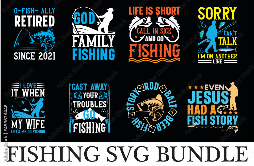 fishing t-shirt vector eps file illustration on black background