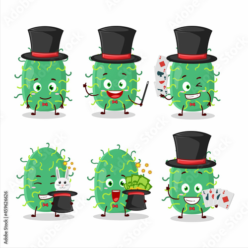 A zygote virus Magician cartoon character perform on a stage