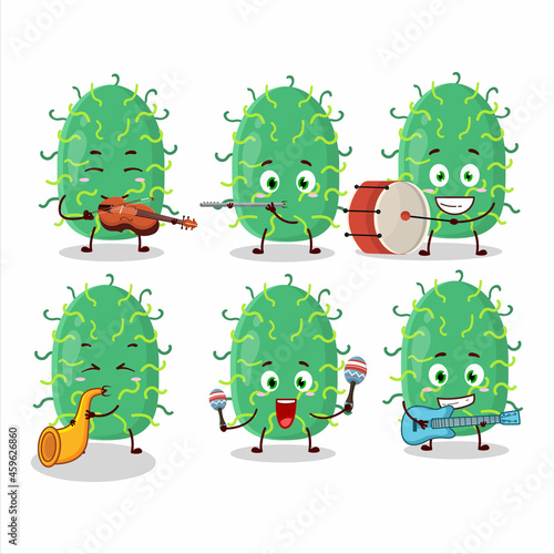 Cartoon character of zygote virus playing some musical instruments