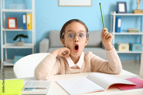 Shocked little girl doing l...