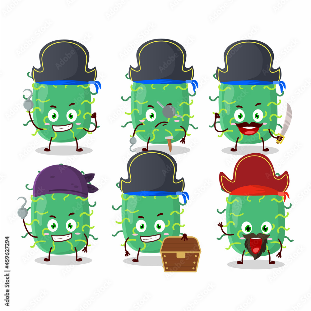 Cartoon character of zygote virus with various pirates emoticons Cartoon character of zygote virus with various pirates emoticons