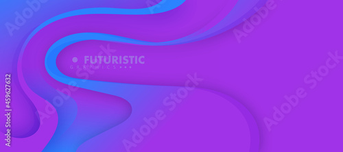 Bright gradient color abstract background with dynamic waves effect texture design 3D modern wave curve futuristic graphic for poster, banner. Vector luxury paper cut blue violet red background 