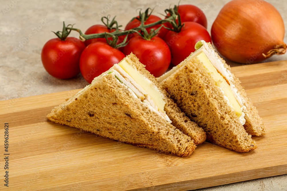 Club sandwich with chicken and cheese Club sandwich with chicken and cheese