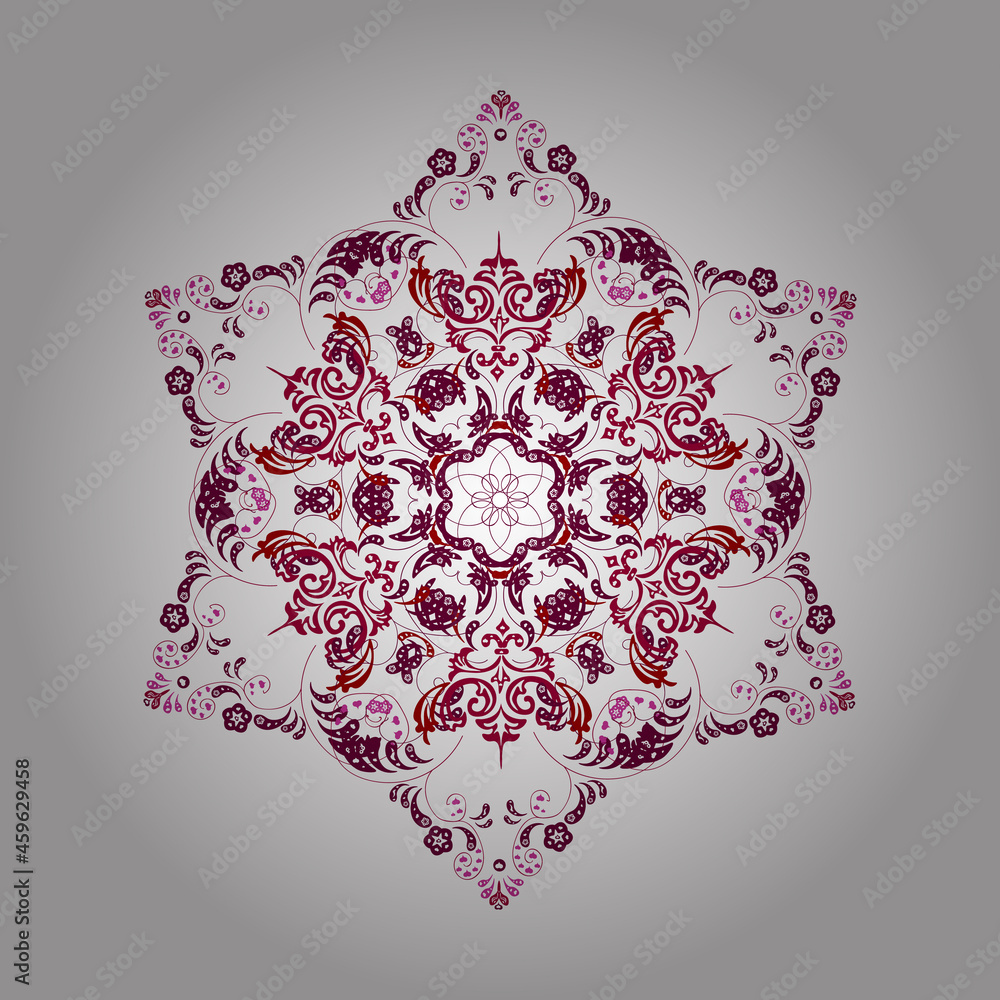 red snowflake on white background with floral elements red snowflake on white background with floral elements