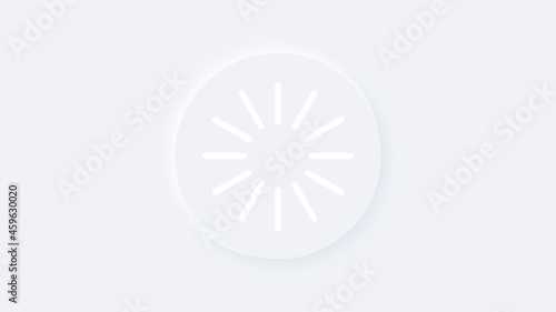 Bright white gradient buttons. Loading icon. Neumorphic effect. Shaped figure in trendy soft 3D style. Circle ellipse