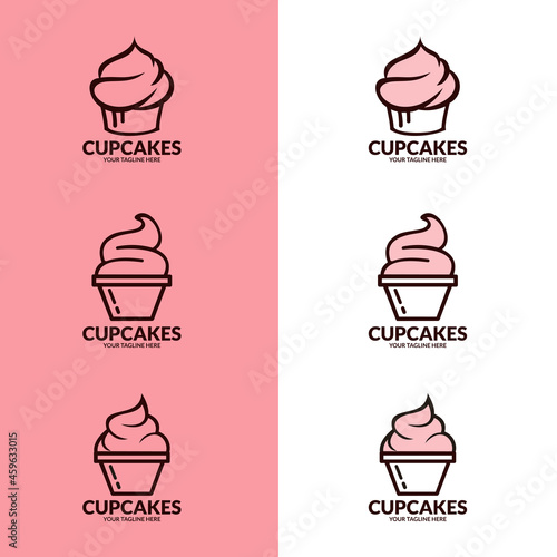 Cupcake Logo Icon. Set of vector bakery logos. labels  badges and design elements