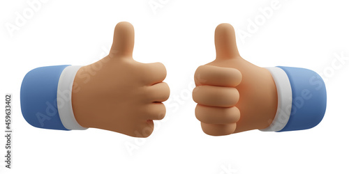 3d icon like hand gesture. Thumb up vector cartoon arm. Realistic illustration for social media