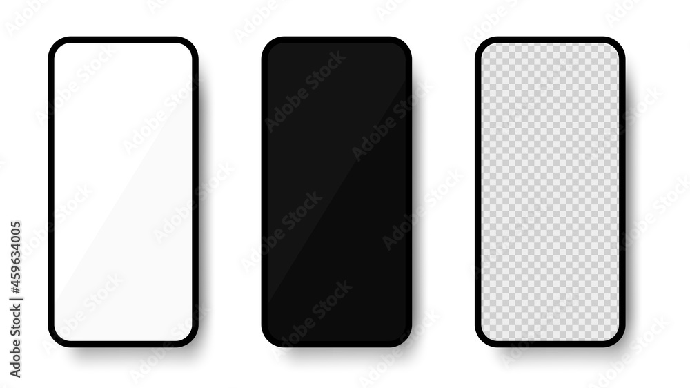 Smartphone realistic mockup. 3D smartphones with blank screens. Front view. Vector illustration Smartphone realistic mockup. 3D smartphones with blank screens. Front view. Vector illustration