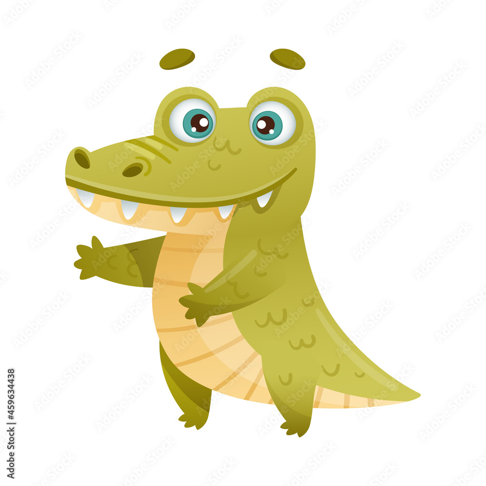 Naklejka premium Cute adorable alligator baby animal cartoon vector illustration on white background
