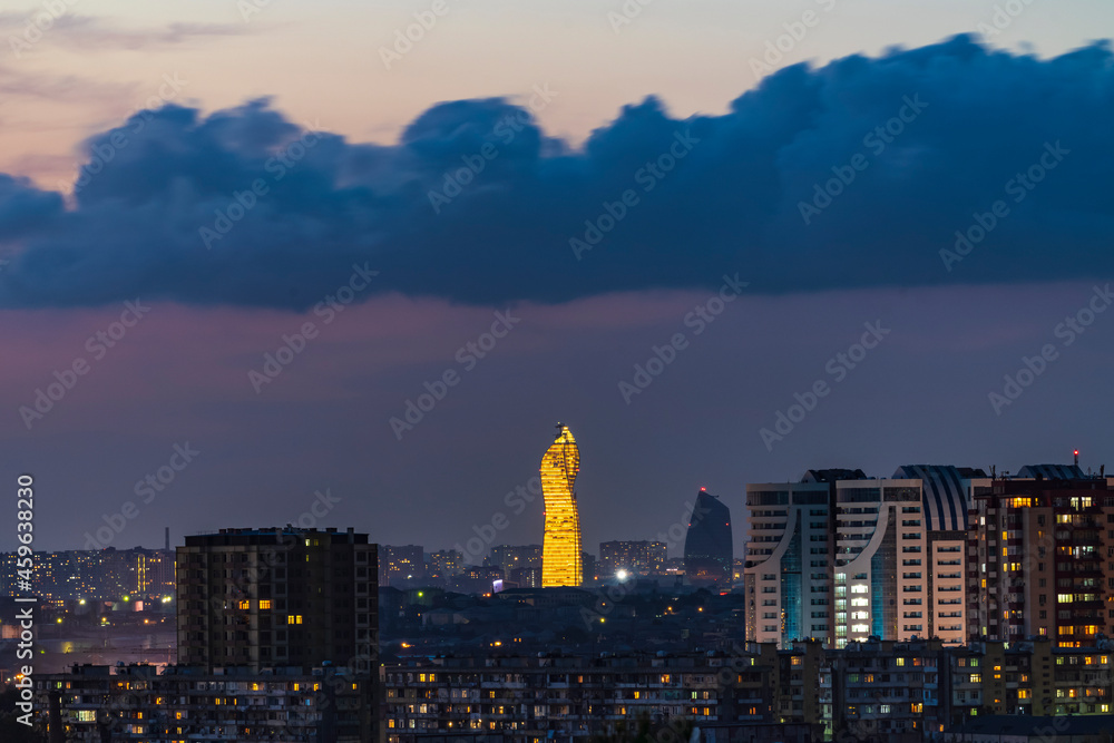 Night Baku city landscape
