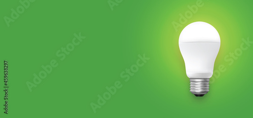 Led light bulb on green background vector