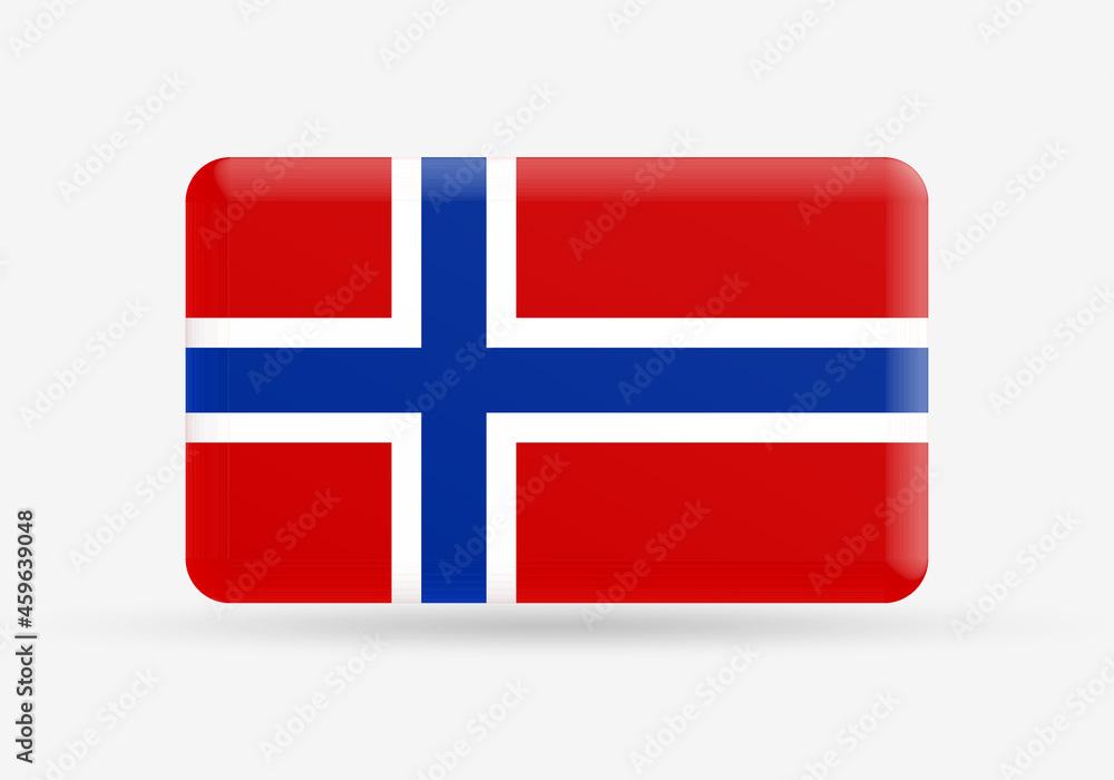 Norway flag 3d icon. Norwegian national symbol or emblem. Vector illustration. Norway flag 3d icon. Norwegian national symbol or emblem. Vector illustration.