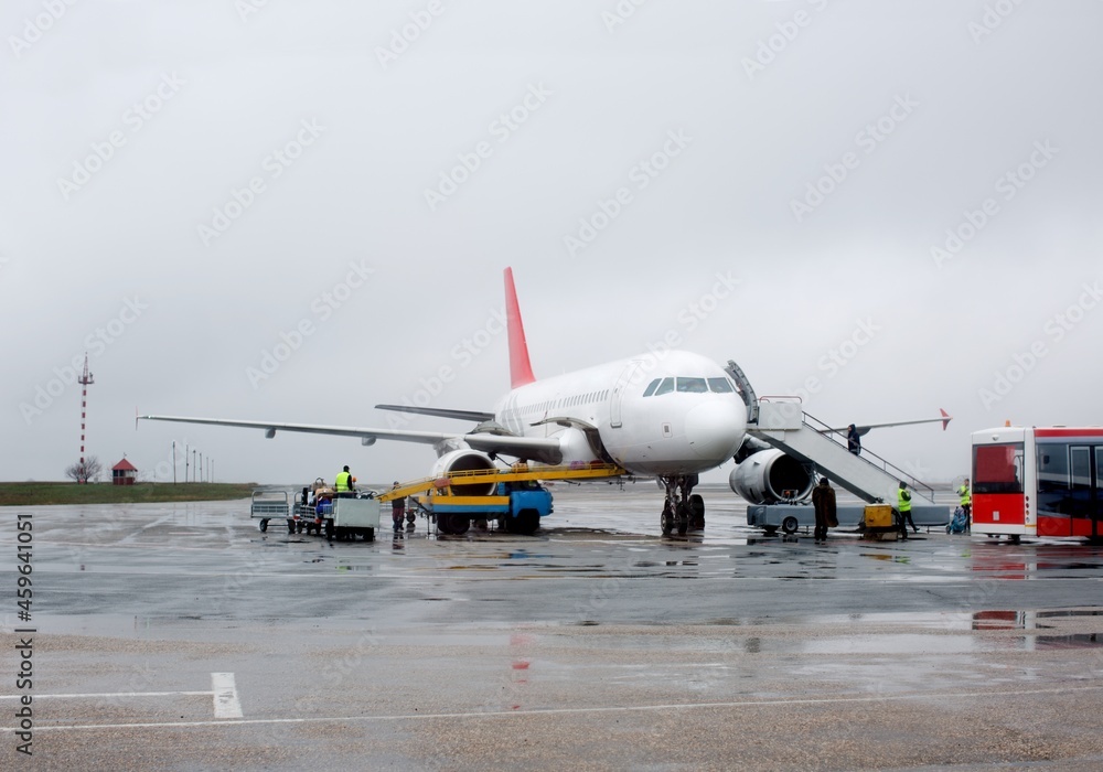 Airplane on Runway in an Airport Airplane on Runway in an Airport