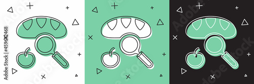 Set Searching for food icon isolated on white and green, black background. Homelessness and poverty concept. Vector