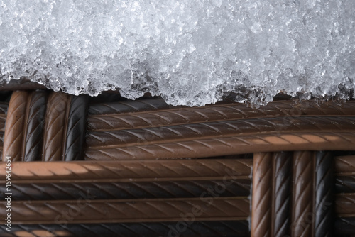 Icy plastic garden furniture. Rattan style weave, but synthetic material. © Rhys