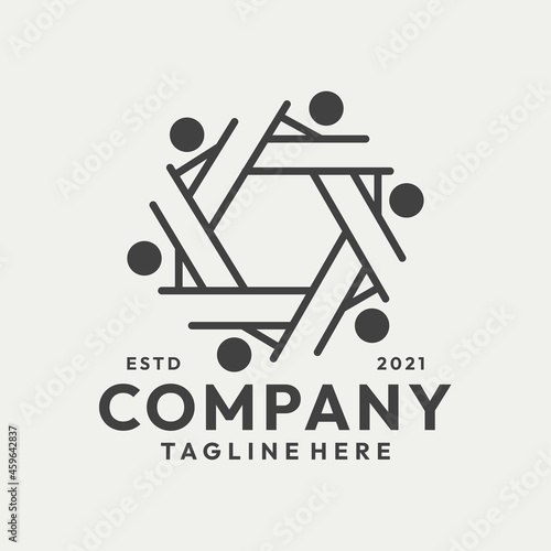 Modern Line art Family Group Logo Vector