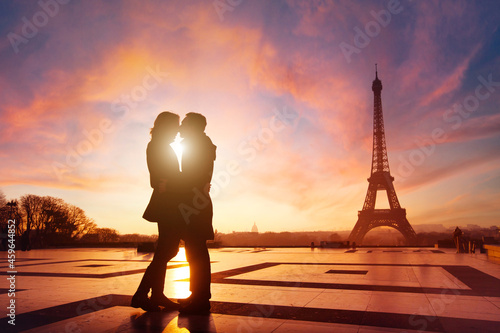 Paris, couple in love kissing near Eiffel tower, France © Song_about_summer