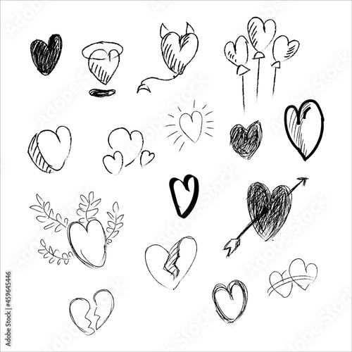 hand drawn hearts vector collection