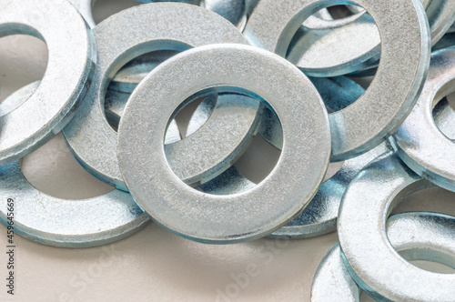Detail of steel nut, bolt or washers.