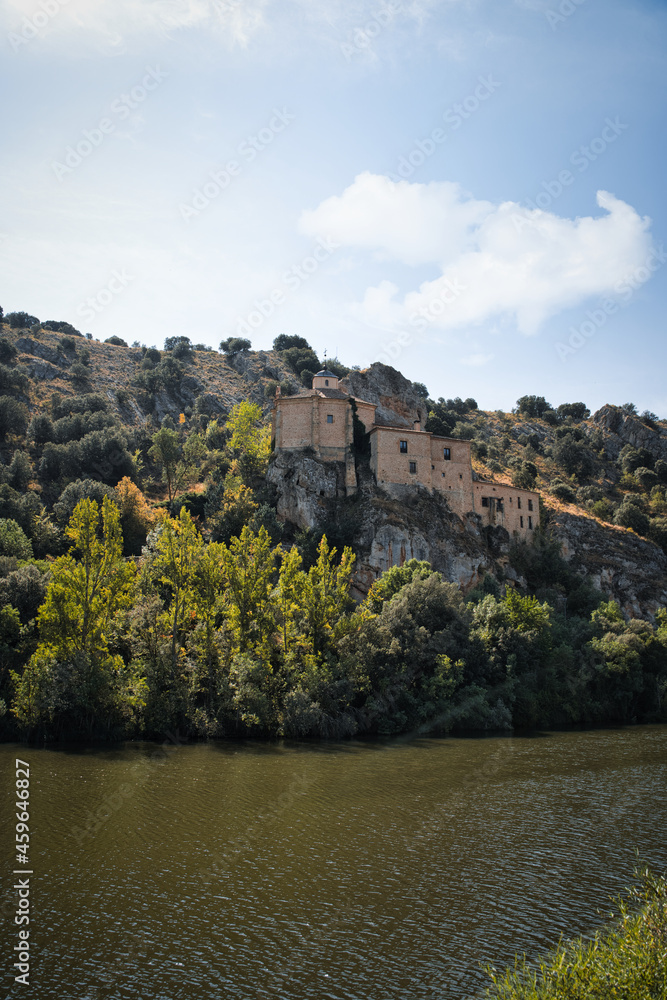 Hermitage of San Saturio on the banks of the Duero River. Soria, Spain.