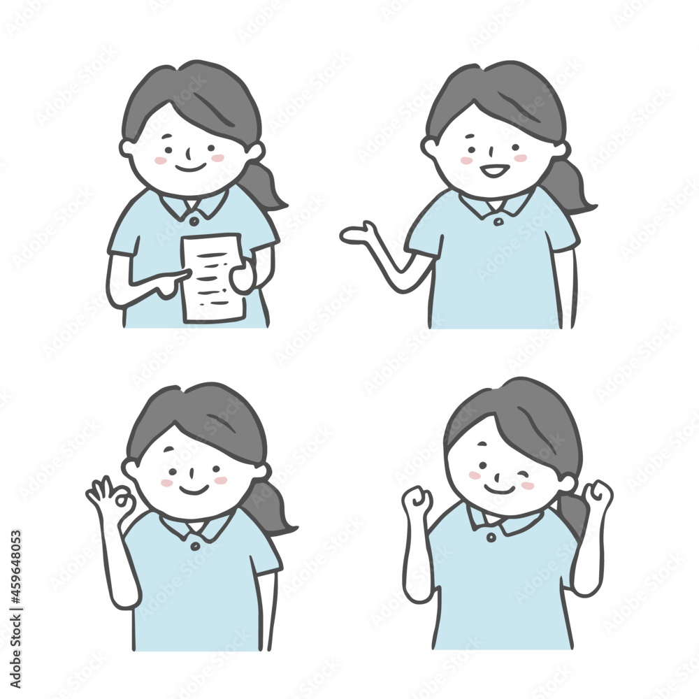 いろいろなポーズをするケアマネージャーセット