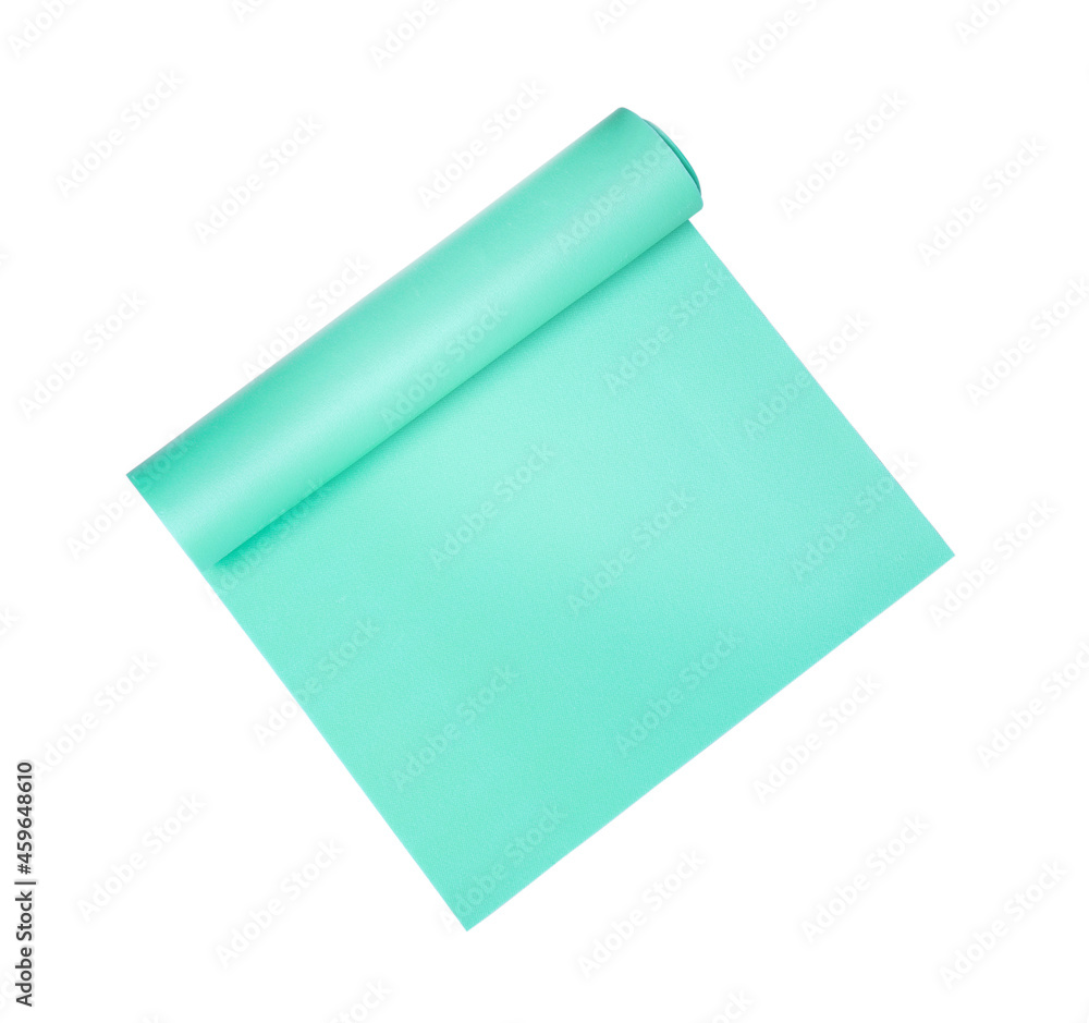 Turquoise camping mat isolated on white, top view Turquoise camping mat isolated on white, top view