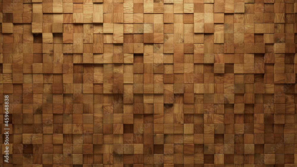 Timber, 3D Mosaic Tiles arranged in the shape of a wall. Wood, Soft sheen, Blocks stacked to create a Square block background. 3D Render Timber, 3D Mosaic Tiles arranged in the shape of a wall. Wood, Soft sheen, Blocks stacked to create a Square block background. 3D Render