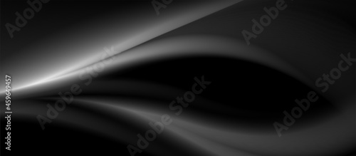 Abstract dark grey smoke waves background. Monochrome smooth vector design