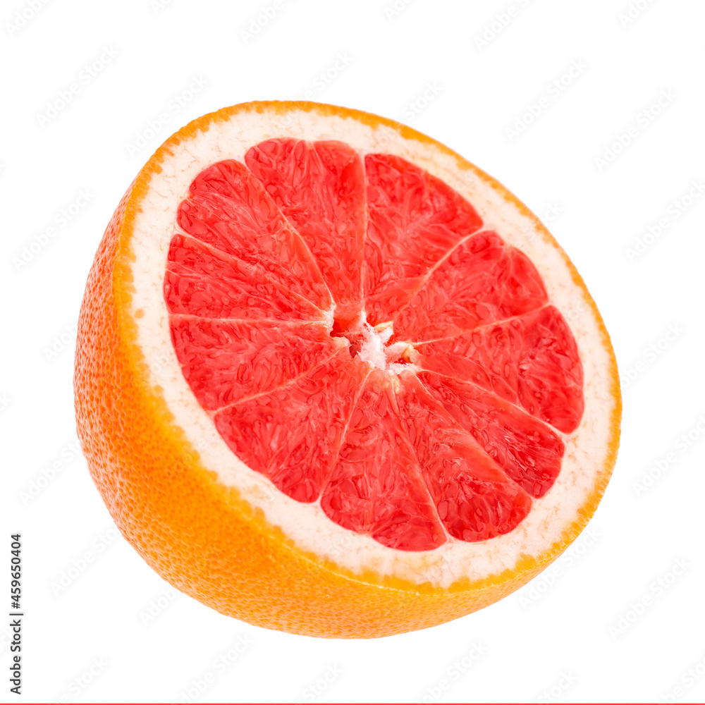 Grapefruit half isolated on white background, close up Grapefruit half isolated on white background, close up