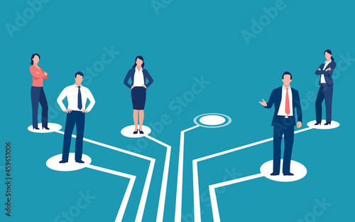 Job offer. Recruitment. Group of business persons standing on a logic tree. Business concept illustration.