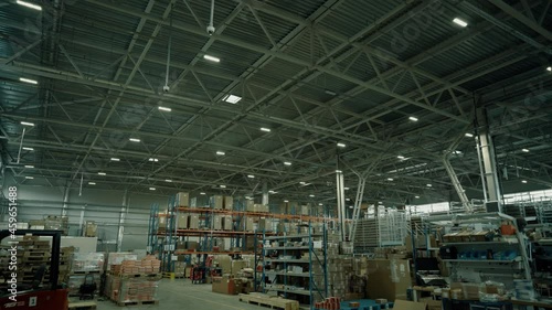 Turning on the lights in the warehouse.