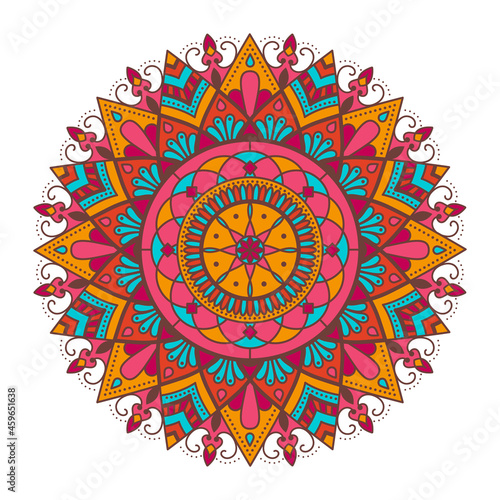 Colorful decorative mandala on white background