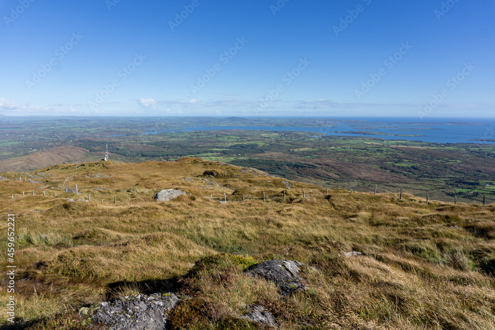 panoramic view from mount gabriel over ireland and the atlantic
