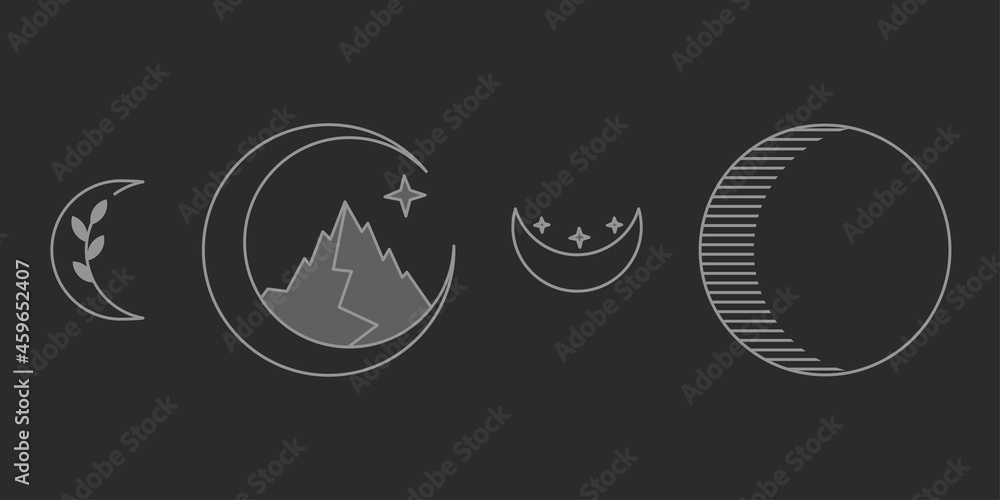 Moon with elements vector illustration