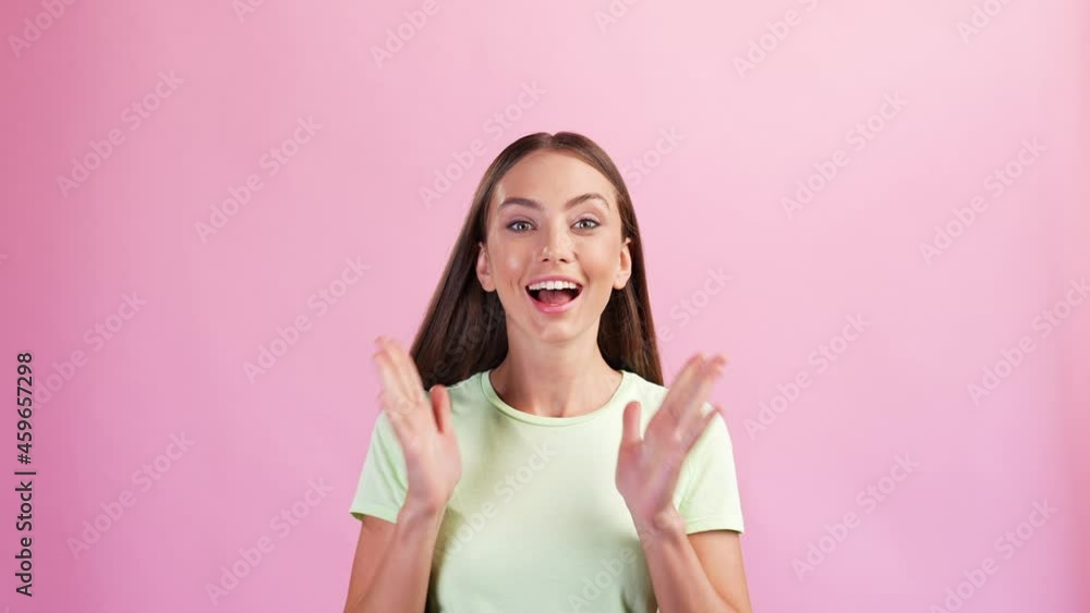 Cute positive excited glad lady scream rejoice unruly long hairstyle fly wind Cute positive excited glad lady scream rejoice unruly long hairstyle fly wind