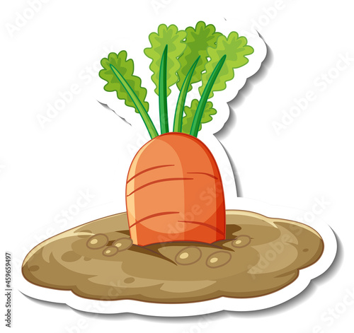 Sticker template with carrot in underground isolated