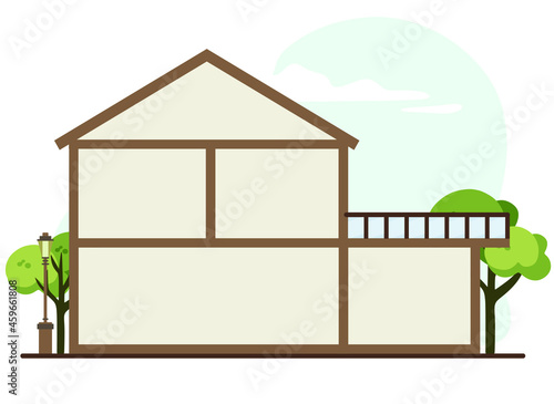 House in a cut. flat vector illustration