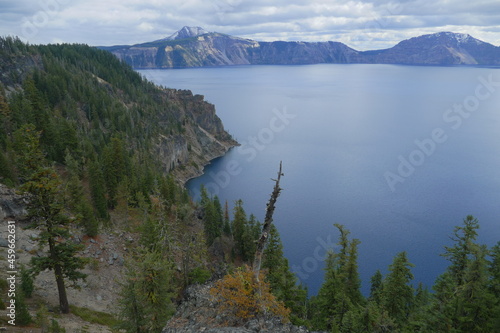 Crater Lake National Park famous for its deep blue color and water clarity, Oregon, United States, popular tourist destination