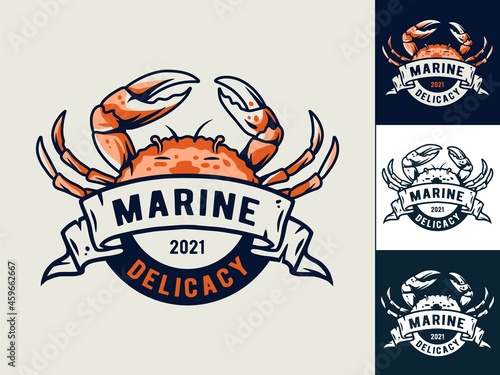 Ocean or sea crab. Nautical ship delicacy for cooking. Outdoor seafood illustration
